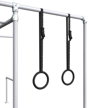 Funky Monkey Bars Gymnastic Rings on swing frame station.