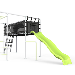 Funky Monkey Bars Large Clubhouse and Slide with Cargo Net